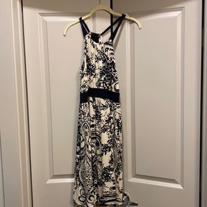 Black and Cream Halter Dress